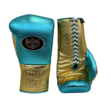 No Boxing No Life Training Gloves - Metallic Teal/ Gold