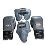 Full Sparring Set - Genuine Crocodile Black Skin/ Gray
